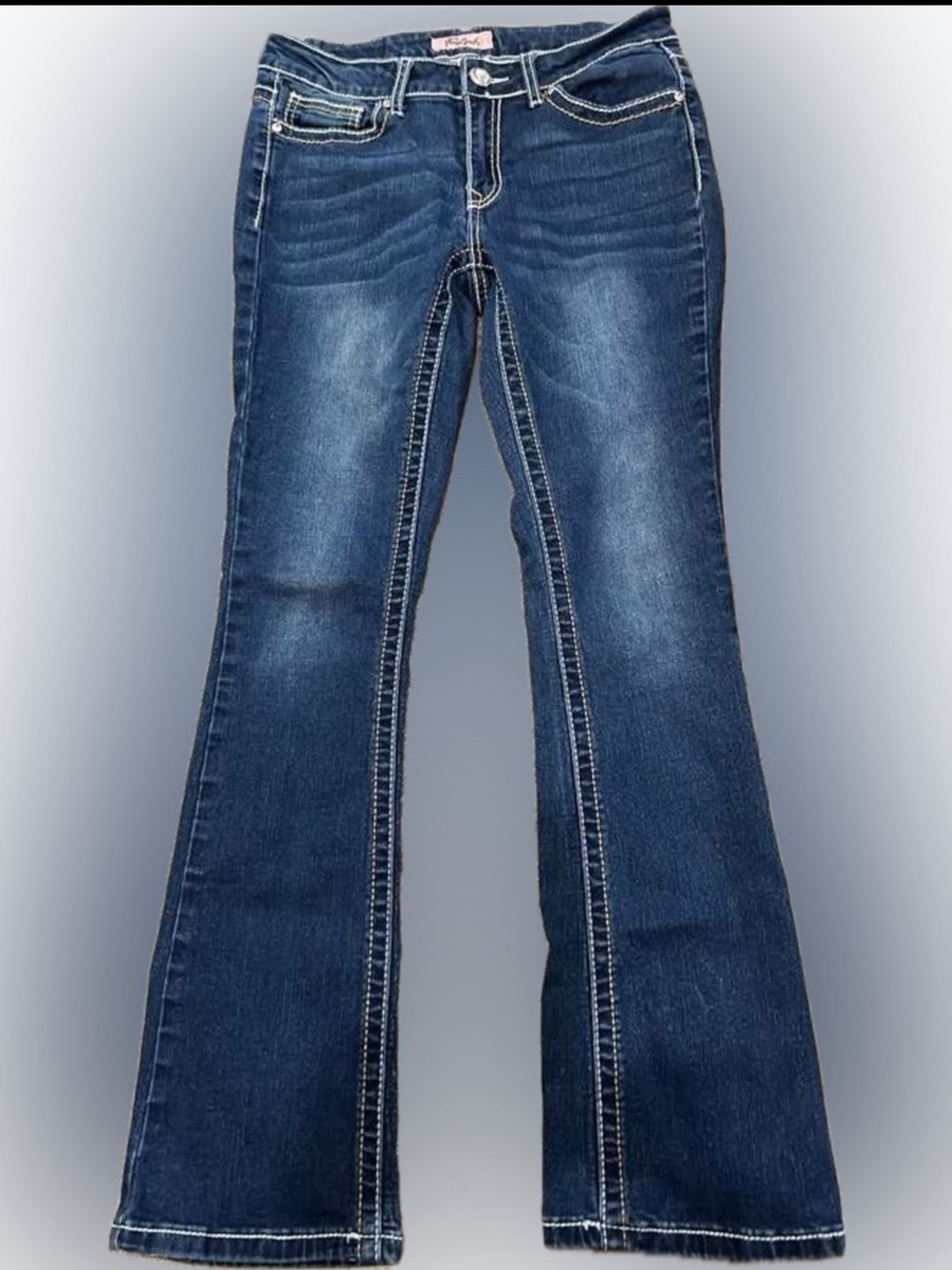 Women's‎ Navy Flare Jeans - Wide Leg Stretch Denim 9/10 juniors